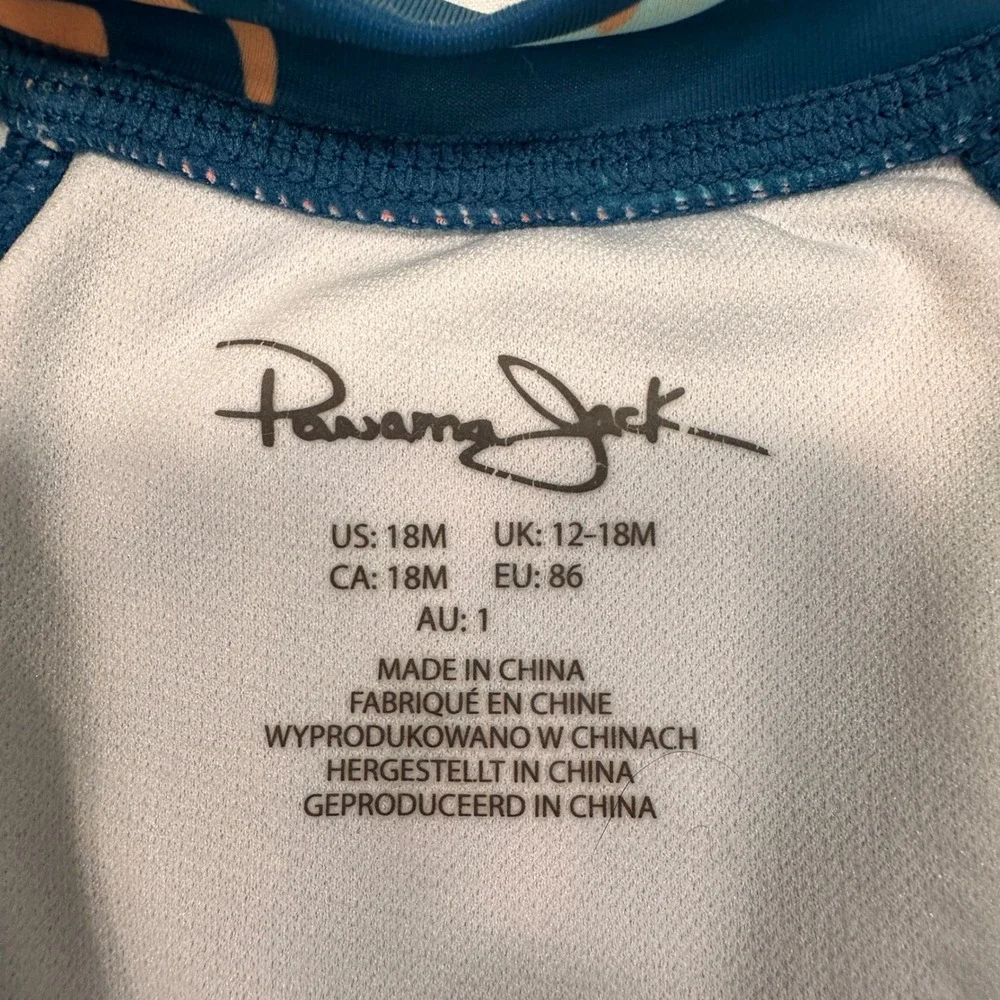Panama Jack Dinosaur Rash Guard One Piece Kids‎ 18M Teal Long Sleeve | Playful